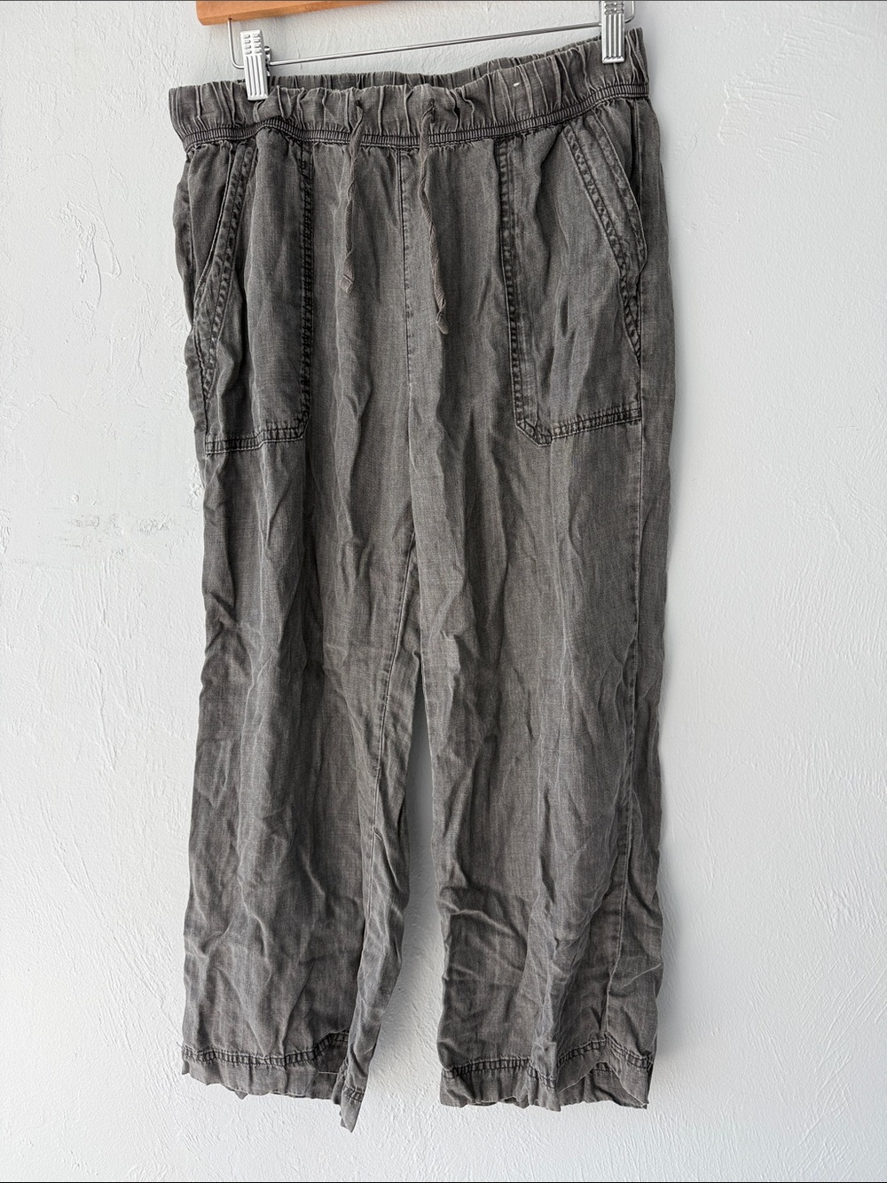 Splendid Washed Gray Wide Leg Drawstring Pants